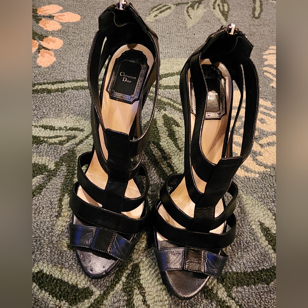 Christian Dior Black Cage Heels 38